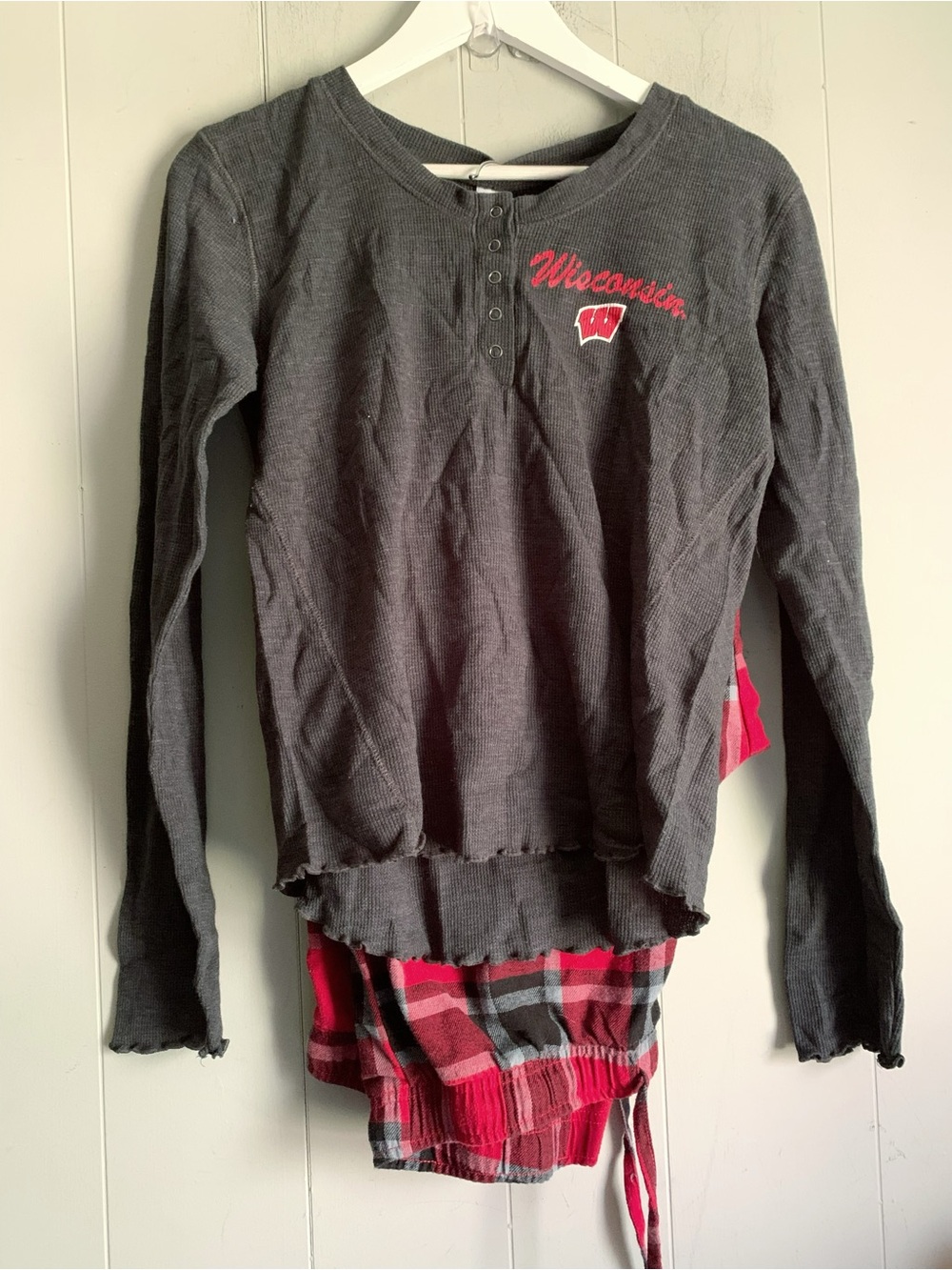 Bottom Drawer Sleepwear Ladies UW Badger Red Plaid PJ Lounge Pant Set L